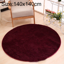 KSolid Round Carpet Soft Fleece Mat Anti-Slip Area Rug Kids Bedroom Door Mats, Size:Diameter: 140cm(Wine Red)