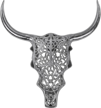 WOMO-DESIGN kallon sarvet Veistos seinäsomisteiden Matador Buffalo hopeaa 57x35 cm seinän veistos alumiininen niklaus, Animal Head