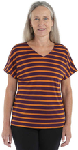 Icebreaker Lyhythihainen T-paita Drayden Reversible Stripe Merino Oranssi S Nainen