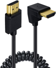 JUNSUNMAY 4K 60Hz HDMI Male to Male HDMI 2.0V Elbow Head Spring Cable, Length:1.2m(Down)
