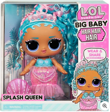 L.O.L. Surprise! Big Baby Hair Hair Hair Large 28cm Doll, Splash Queen with 14 Surprises