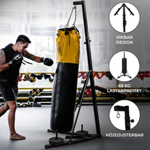 Folding Punching Bag Rack 68kg 150lbs Standalone Height Adjustable 182cm - 230cm / 6ft - 7.5ft Martial Arts Equipment Stable Triangular Base Steel