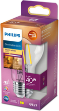 Philips: LED E27 Normal 3,4W (40W) Klar Dim WarmGl 470