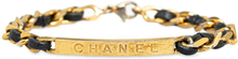Pre-owned Chanel Leather Woven Chain Bracelet Gold