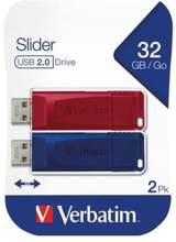 Muistitikku Verbatim Slider 2 Kappaletta Monivärinen 32 GB