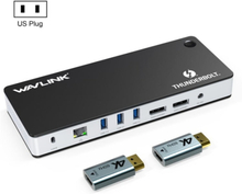 WAVLINK UTD21H 11 in 1 4K Dual DisplayPort Hub Converter Thunderbolt 3 Docking Station, Plug:US Plug