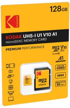 Kodak - Flash-muistikortti (microSDXC-SD-sovitin sisältyy) - 128 GB - UHS Class 1 / Class10 - 580x - microSDXC UHS-I