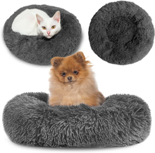 Koiran sänky keskikokoiset pienet koirat ∅ 80 cm - Koiran tyyny pyöreä Koirakori pörröinen Koiran kori tummanharmaa