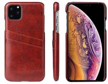 FIERRE SHANN Oil Wax PU Leather Coated PC Cover for iPhone 11 Pro (2019)