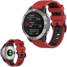 Bi-color silicone watch band for Garmin Fenix 6 / 5 - Red / Black