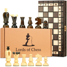Shakkipeli shakki puinen shakkilauta, jossa tammipeli - 2 in 1 shakkilautasetti laadukas taitettava shakkinappuloilla isot lapsille ja aikuisille 31x3