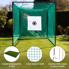 3m Freestanding Golf Net with Frame for Golf Training Driving 25mm Practice Swing Bullseye Target + Artificial Grass & 6 cm Rubber Tee