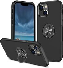 iPhone 14 Plus Finger Ring Kickstand Hybrid Case - Black