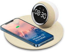 K22T 15W Multifunctional Rotatable Clock Night Light Wireless Fast Charger, Color: Wheat-color