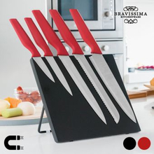 Bravissima Kitchen Knive Med Magnetisk Holder (6 dele) - Rød