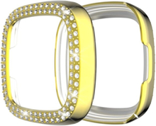 For Fitbit Versa 3 / Versa Sense Double Row Plating Diamonds PC Protective Case(Golden)