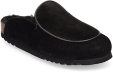 Sl Fae Piping Suede Black Shoes Mules & Slip-ins Flat Mules Svart Scholl*Betinget Tilbud