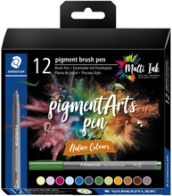 Staedtler Pigment Arts Brush Pen Nature Colors, 12 colours, Multicolour, Round, Plastic, Polypropylene (PP), Water-based ink, Adults & Children