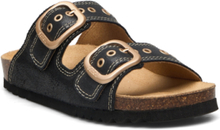 Sl Noelle Suede Black Shoes Summer Shoes Flat Sandals Svart Scholl*Betinget Tilbud