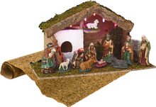 Complete verlichte kerststal inclusief kerststal beelden en ondergrond