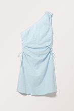 One-shoulder Gathered Midi Dress - Blue