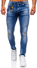 Granatowe jeansowe spodnie męskie slim fit Denley 85005S0