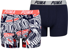 Puma Boys AOP Boxershorts Navy/Red 2-pack-170-176