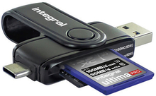 Integral kaartlezer USB SD/microSD met USB-C aansluiting