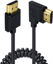 JUNSUNMAY 4K 60Hz HDMI Male to Male HDMI 2.0V Elbow Head Spring Cable, Length:1.2m(Right)