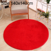 KSolid Round Carpet Soft Fleece Mat Anti-Slip Area Rug Kids Bedroom Door Mats, Size:Diameter: 140cm(Red)