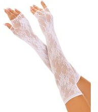 Leg avenue - guanti senza dita in rete floreale bianco