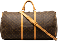 Pre-owned Louis Vuitton Monogram Keepall Bandouliere 55 Brown