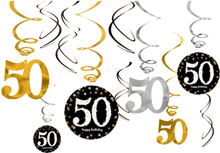 Swirls 50 Guld/Silver Hängande Dekoration - 12-pack