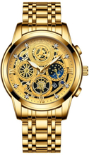 BINBOND 4010 Multifunctional Waterproof Hollowed Luminous Quartz Watch(Full Gold Gold Surface)