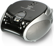 Lenco SCD-24 - Kannettava radio-CD-soitin AUX-lähdöllä - musta/hopea