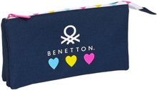 Tredubbel Carry-all Benetton Love Marinblå (22 x 12 x 3 cm)