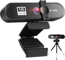 1K webcam with Autofocus and smart tripod. 1080P Full HD. 1920 x 1080. 2MP.