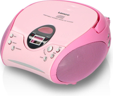 Lenco SCD-24 - Kannettava radio-CD-soitin AUX-lähdöllä - Vaaleanpunainen