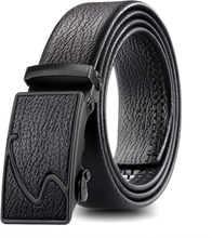 Dandali GD825 Black Bark Texture S Shape Men Edge Wrapping Leather Belt Waistband, Size: 120cm