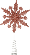 Kunststof kerstboom 3D sneeuwvlok piek glitter donker roze/rose 20 cm