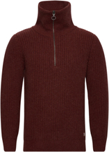 Zip-Up Sweater Héritage Tops Knitwear Half Zip Jumpers Burgundy Armor Lux