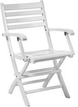 Käsinojallinen tuoli York, taitettava, valkoinen