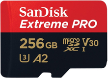 SanDisk Extreme PRO, 256 GB, MicroSDXC, Luokka 10, UHS-I, 200 MB/s, 140 MB/s