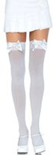 Leg avenue calze in nylon con fiocco bianco / bianco