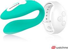 Vibratore telecomandato Wearwatch dual pleasure wireless technology watchme acquamarina e bianco