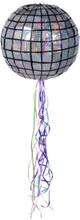 Sølvfarget Holografisk Discokule Pull-Pinata 30 cm - Disco Fever