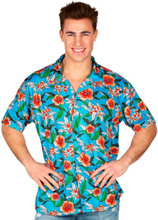 Blå Hawaii Kostymeskjorte med Blomstermotiv - Strl XL