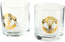 2 stk Lisensierte Manchester United Whiskey Glass med Gulltrykk