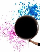Svart Gender Reveal Ballong med Konfetti 61 cm - Rosa og Blå Konfetti følger med