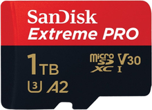 SanDisk Extreme PRO, 1 TB, MicroSDXC, Luokka 10, UHS-I, 200 MB/s, 140 MB/s